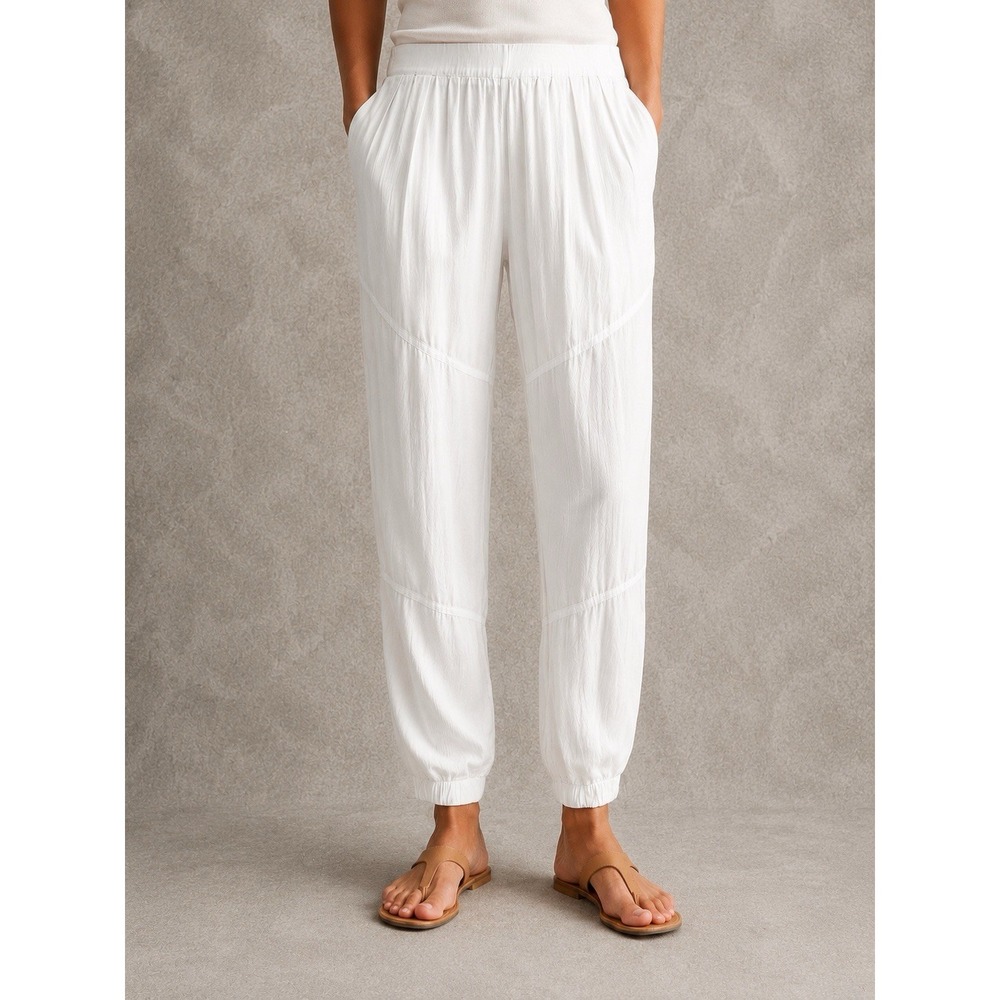 James Perse Pants Womens 0 White Linen Blend Jogger Pull On Casual Lounge